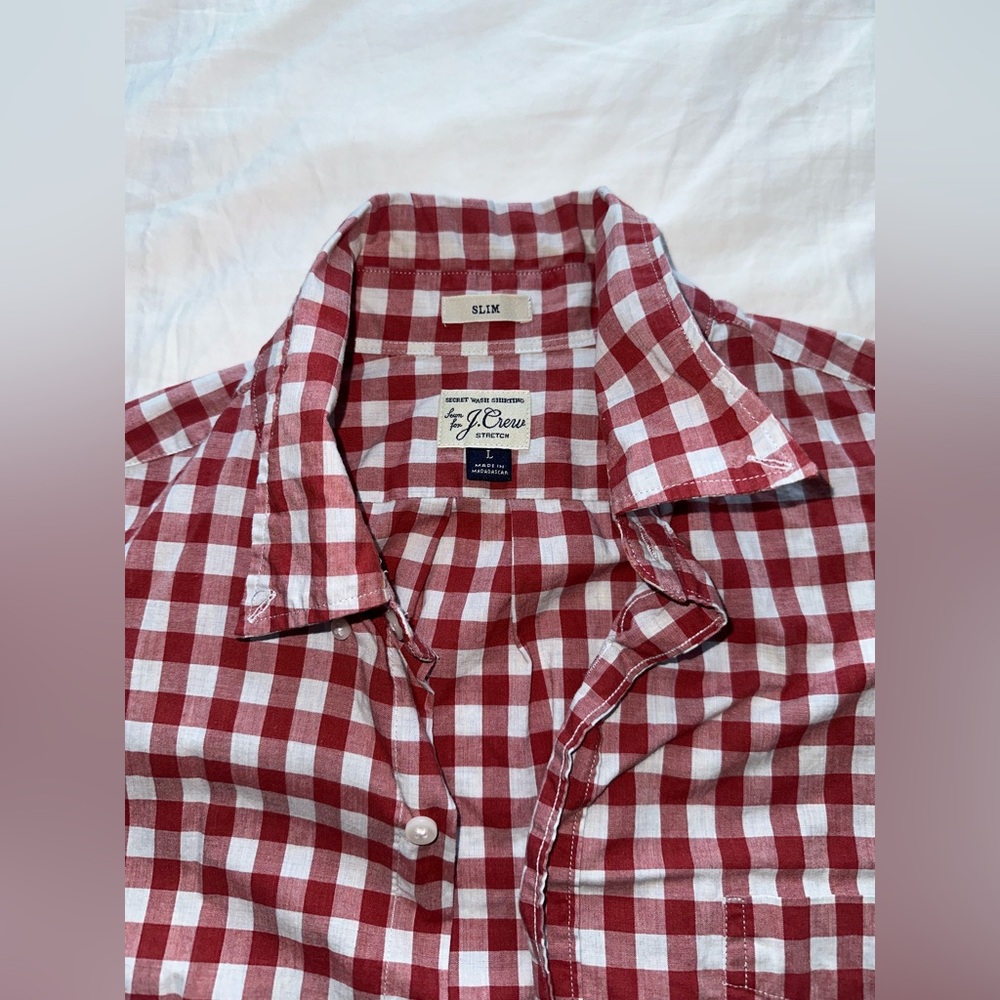 Jcrew Button Downred And White Gingham - image 3
